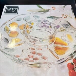 Mikasa Clear Glass Platter with Vibrant Fruit Accents